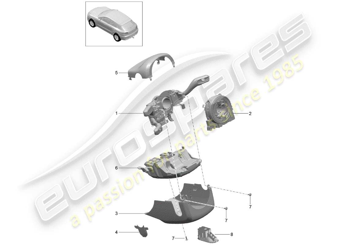 porsche 2017 (macan) steering column switch part diagram