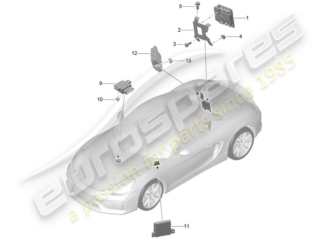 porsche 2016 (981 boxster spyder) control units parts diagram