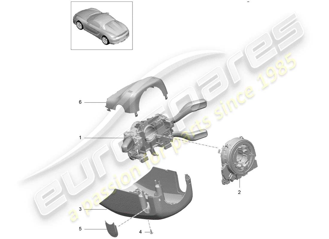 porsche 2016 (981 boxster spyder) steering column switch parts diagram