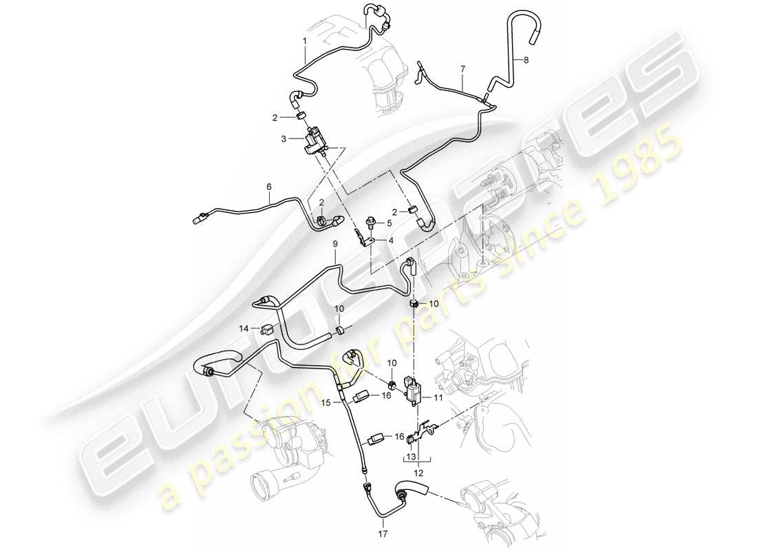 porsche 2008 (cayenne e1 9pa) control line pressure line part diagram