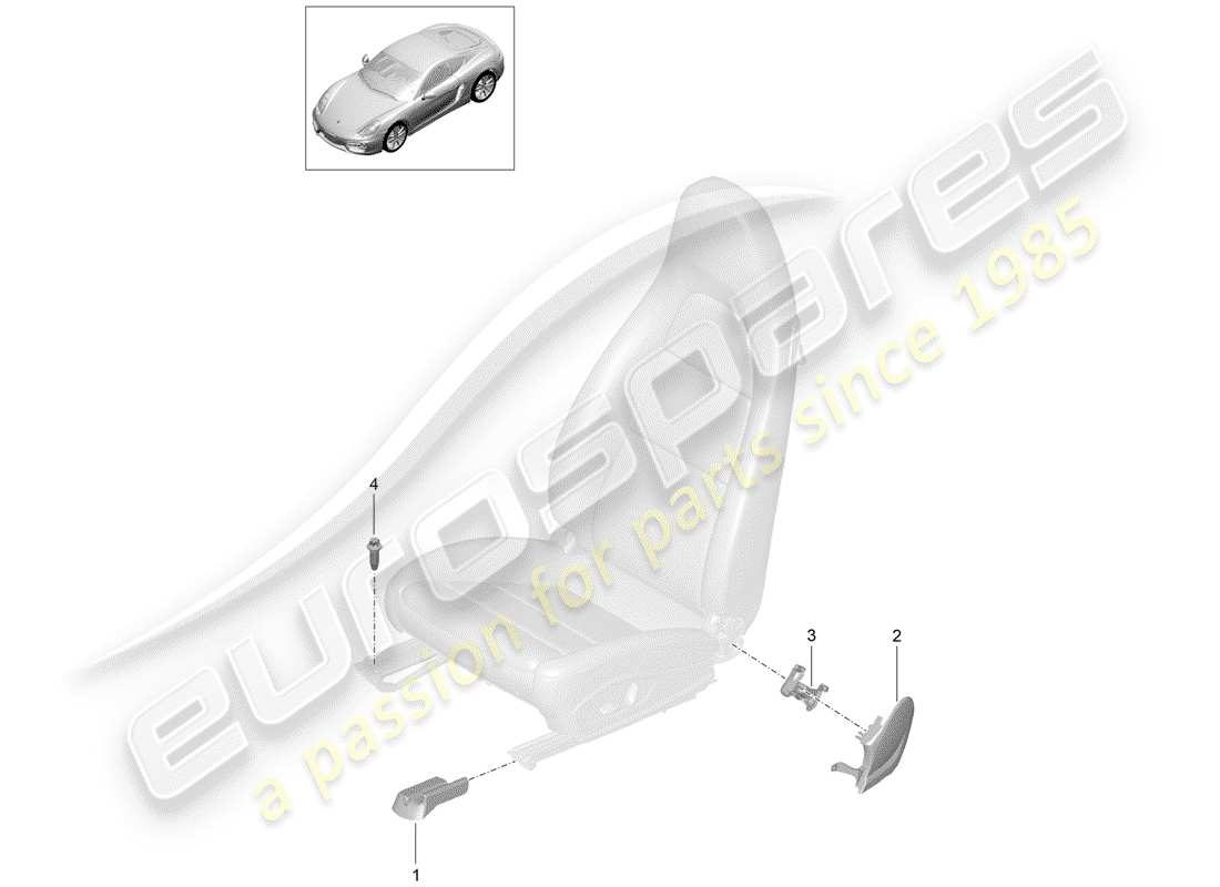 porsche 2016 (981 cayman) front seats (complete) sports seat no longer available trim cover trim part diagram