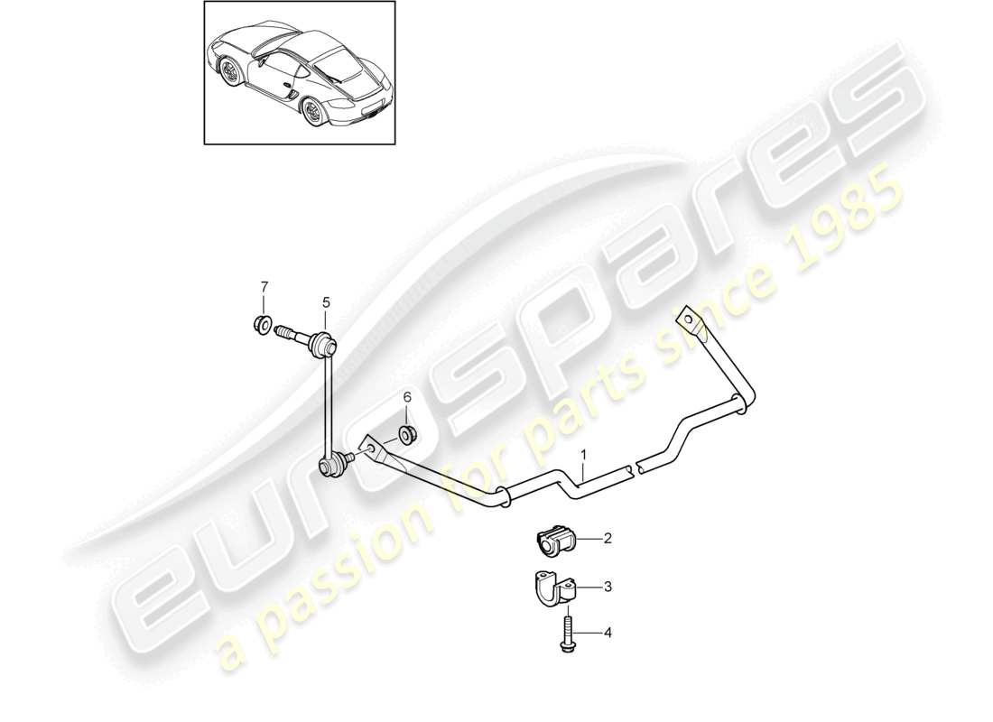 porsche 2010 (987 cayman) anti-roll bar part diagram