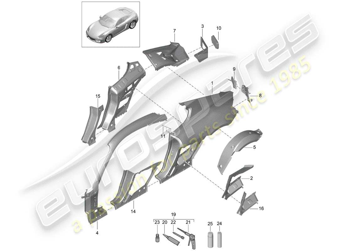 porsche 2016 (981 cayman) side part part diagram