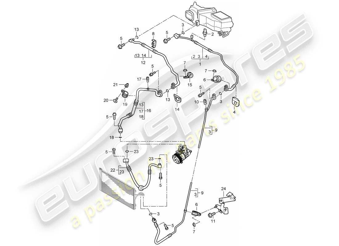 porsche 2008 (cayenne e1 9pa) refrigerant circuit front part diagram