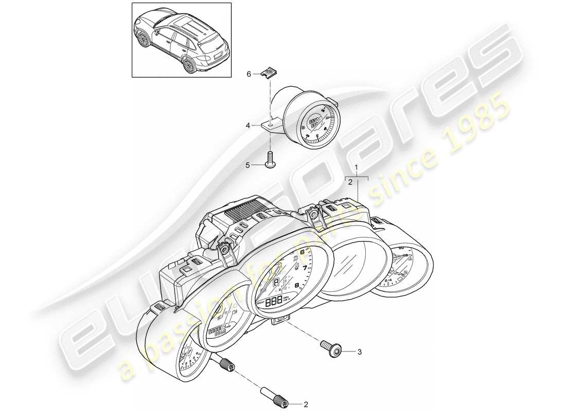 porsche 2011 (cayenne e2 92a) combi-instrument compass dial black silver d >>- mj 2012 part diagram