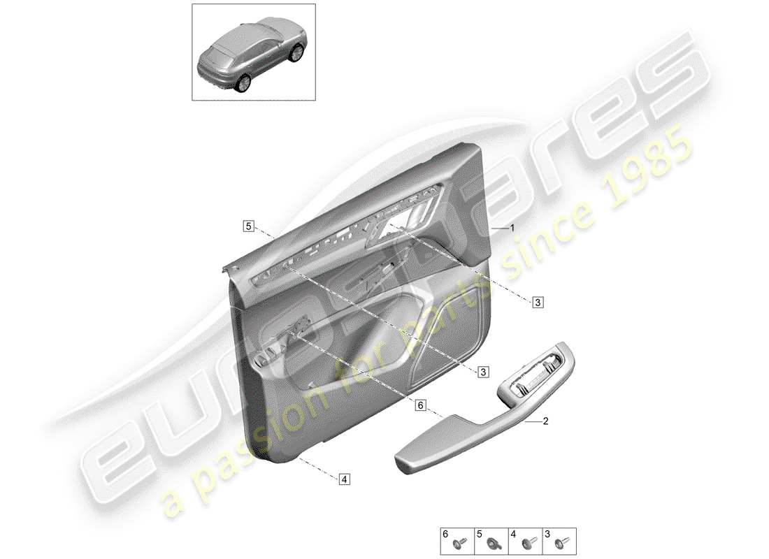 porsche 2020 (macan) door trim panels front doors for models with leatherette trim interior lighting basic parts diagram