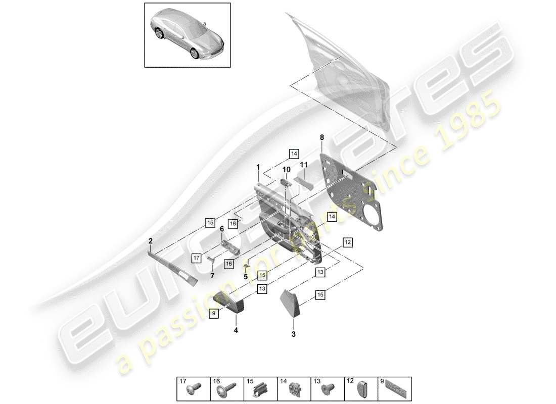 porsche panamera 971 (2017) door panel parts diagram