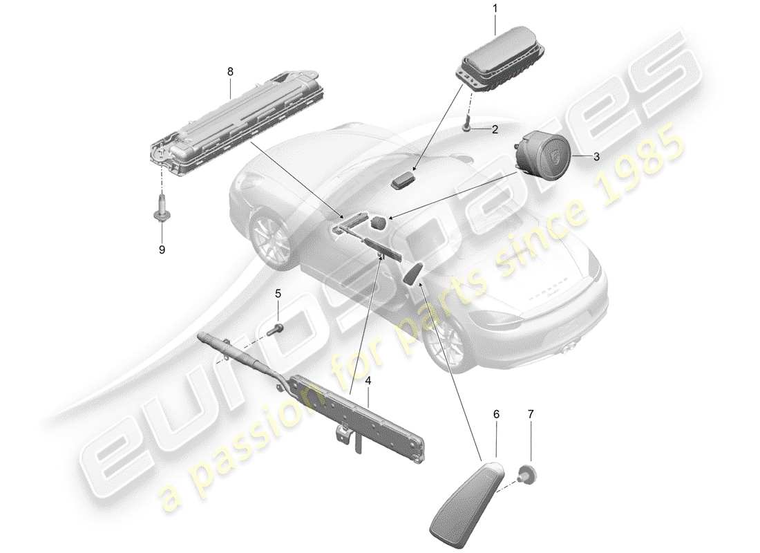 porsche 2020 (718 boxster) airbag parts diagram