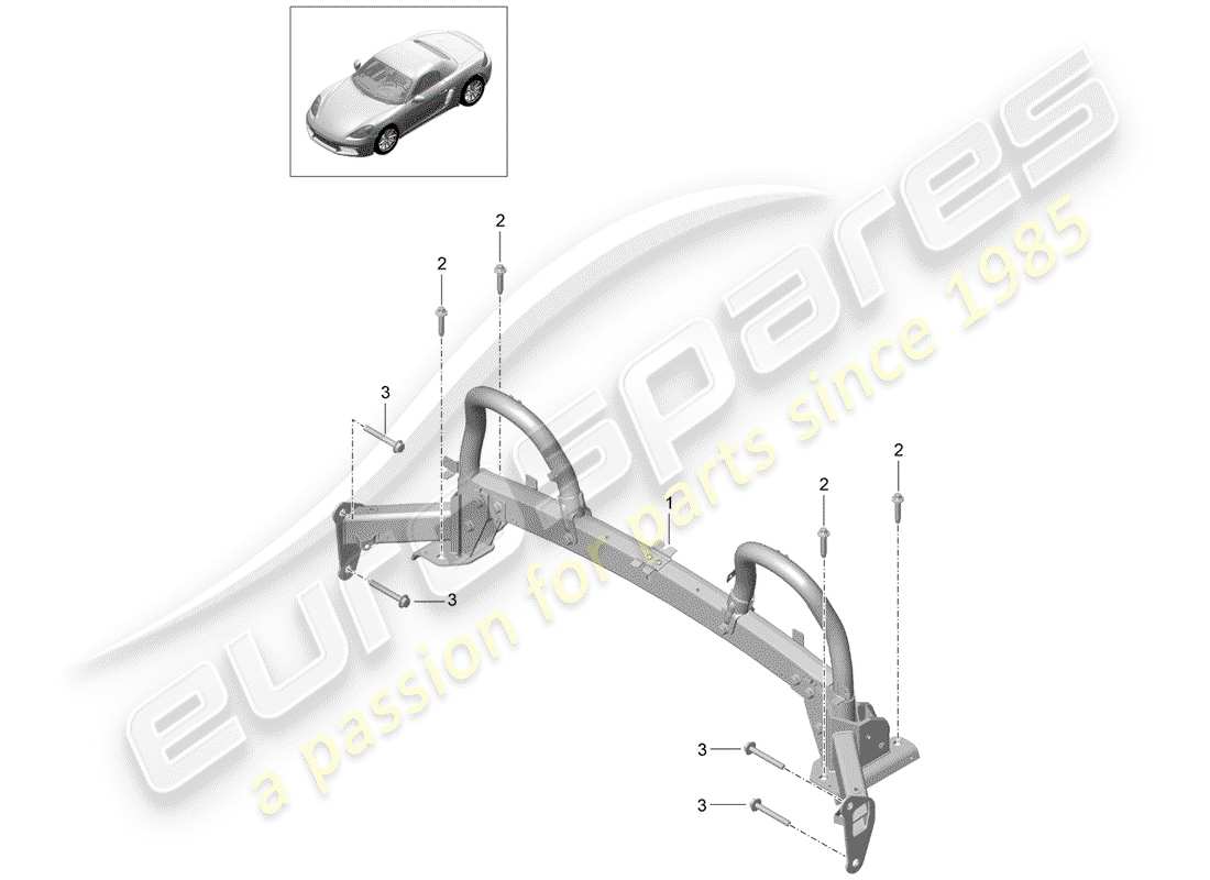 porsche 2020 (718 boxster) roll bar parts diagram