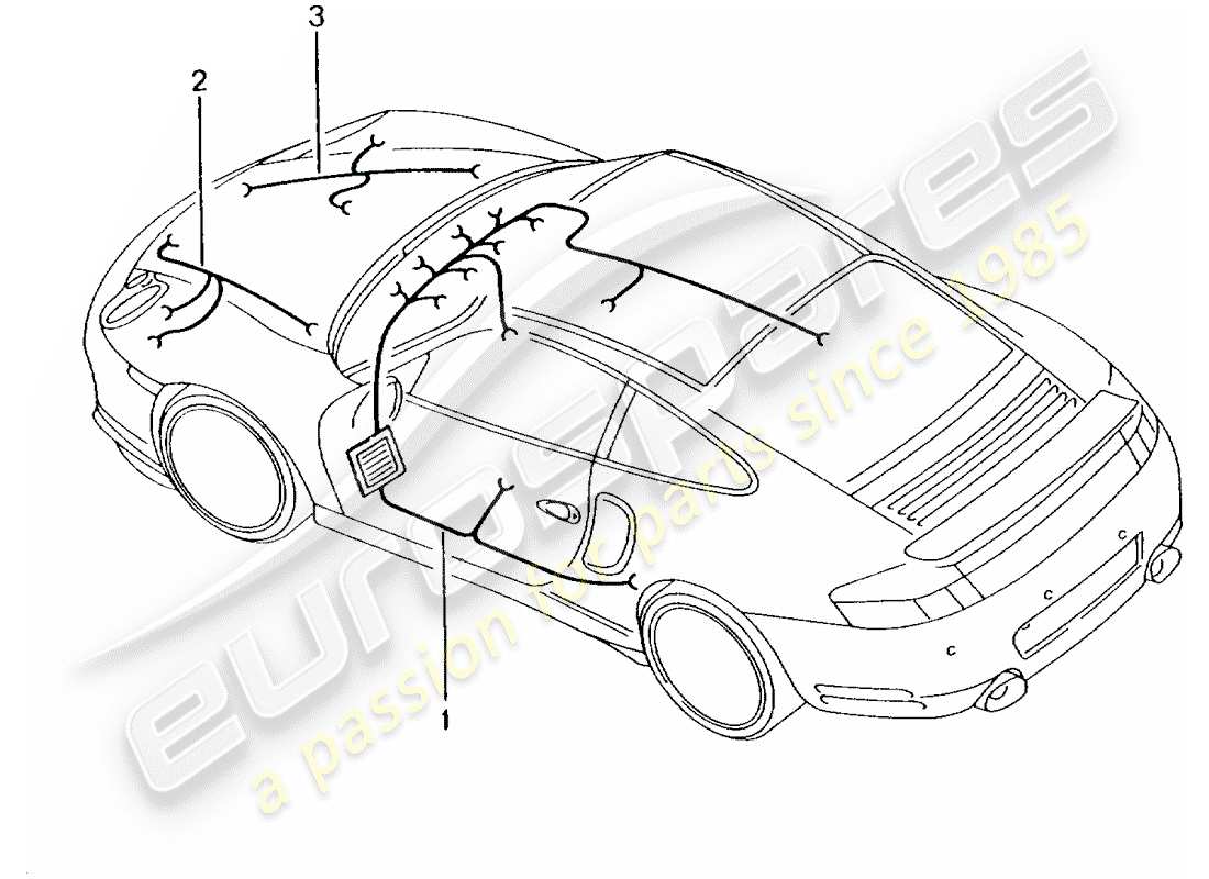 porsche 2001 (996 turbo / gt2) wiring harnesses - passenger compartment - glove box - front luggage compartment - repair kit - anti-locking brake syst. -abs- - brake pad wear indicator - front axle part diagram