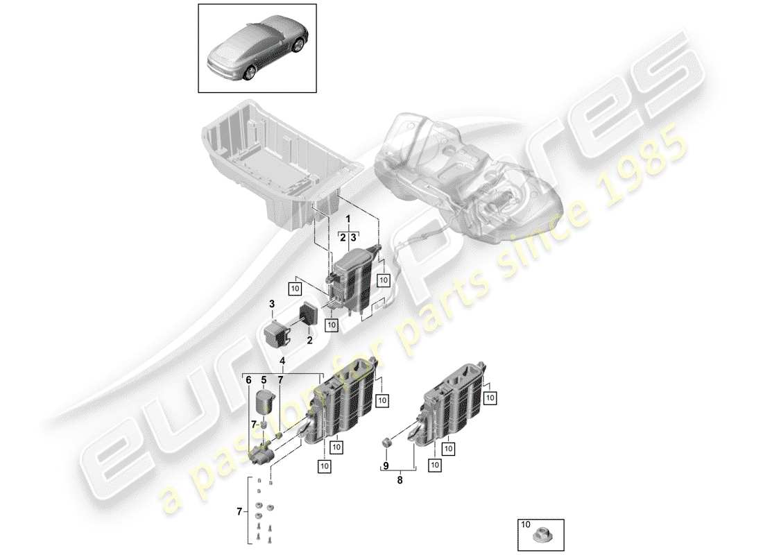 porsche 2019 (panamera 971-1) activated charcoal container part diagram