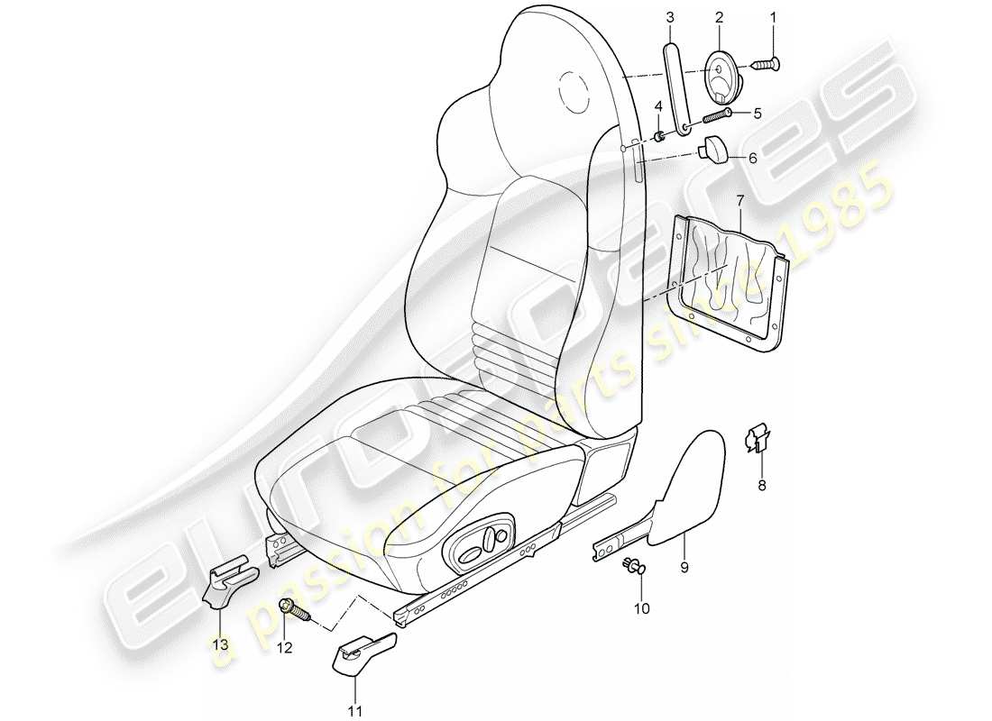 porsche 1997 (986 boxster) sports seat part diagram