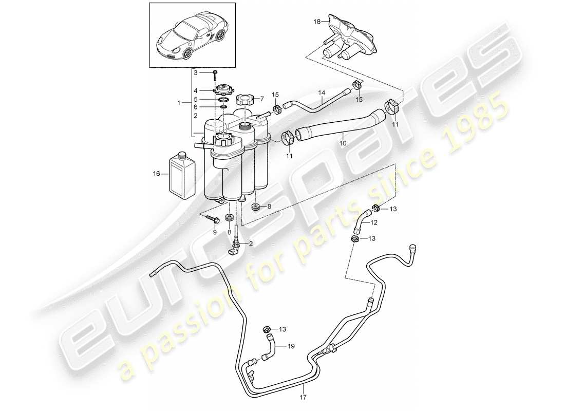 porsche 2012 (987 boxster) coolant cooling system parts diagram