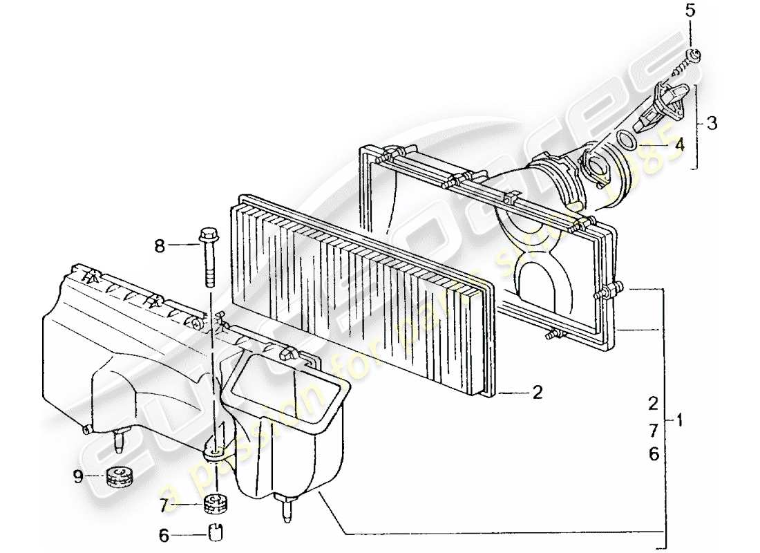porsche 2003 (996 turbo / gt2) air cleaner part diagram