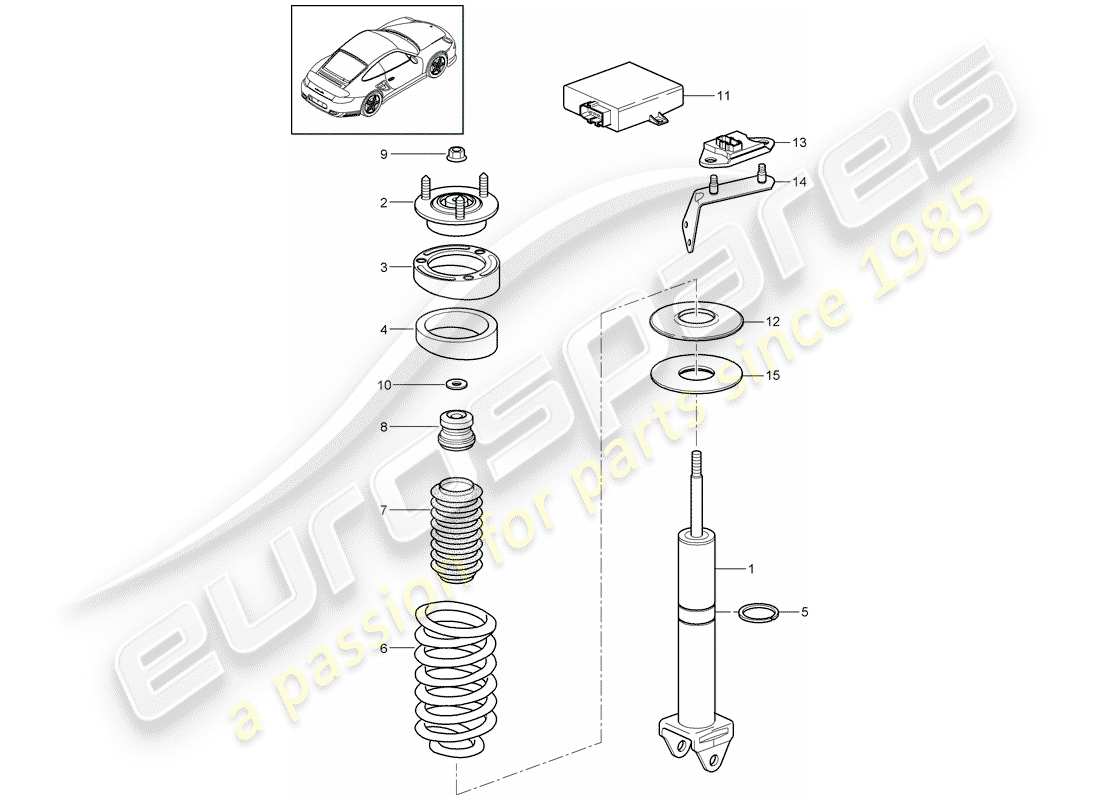 porsche 2011 (997-2 turbo / gt2 rs) shock absorber parts diagram