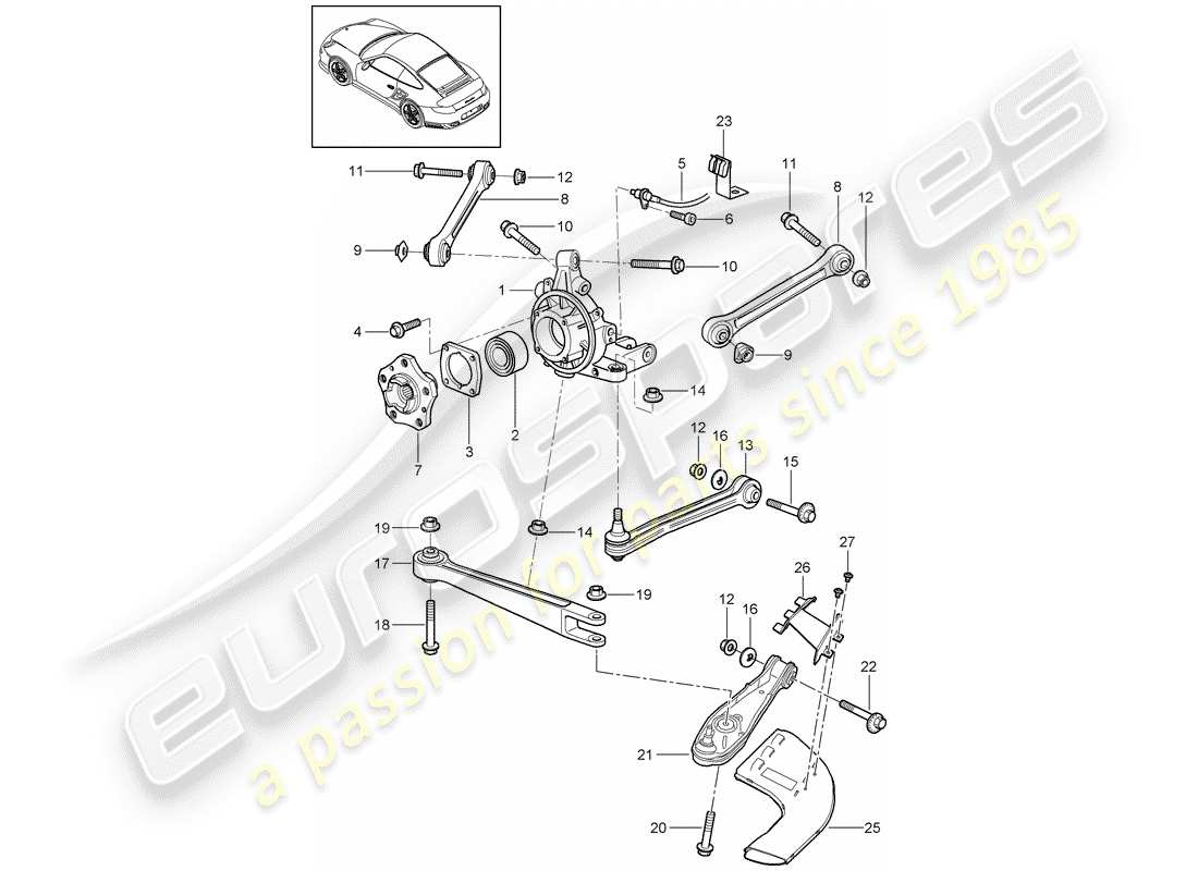 porsche 2012 (997-2 turbo / gt2 rs) rear axle parts diagram