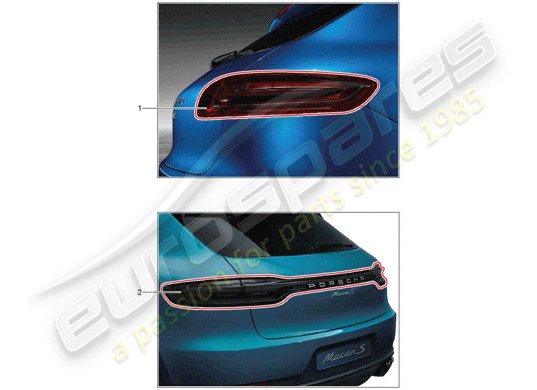 porsche 2020 (tequipment macan) rear light parts diagram