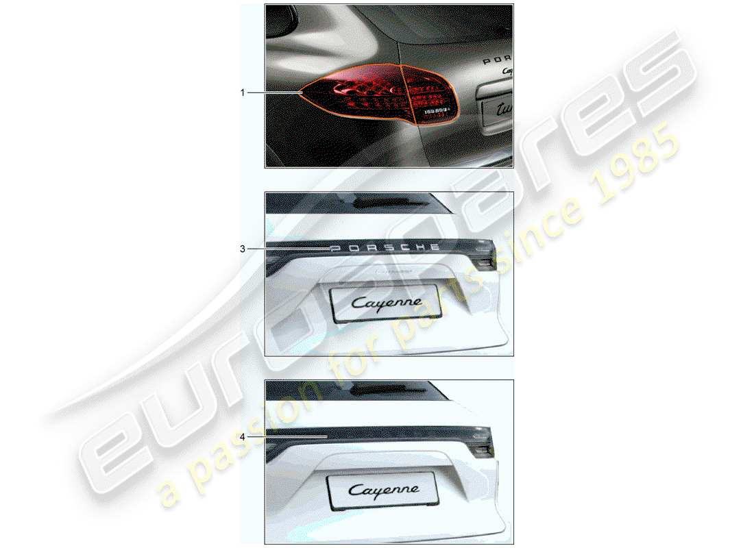 porsche 2018 (tequipment cayenne) rear light parts diagram