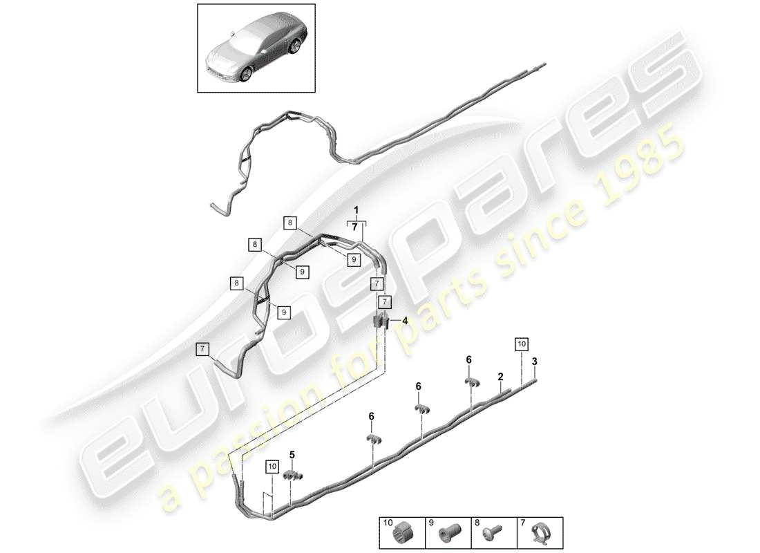 porsche 2018 (panamera 971-1) coolant pipe left side member hybrid and underbody part diagram