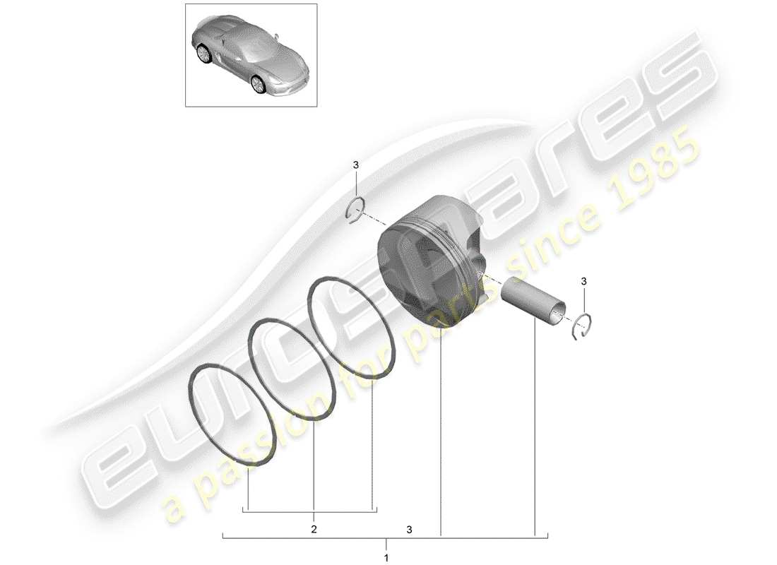 porsche 2016 (981 boxster spyder) piston parts diagram