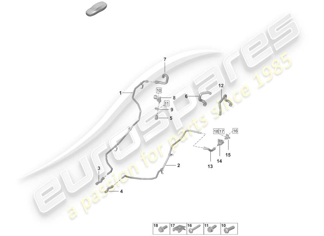 porsche 2020 (992-1) coolant cooling system heater parts diagram