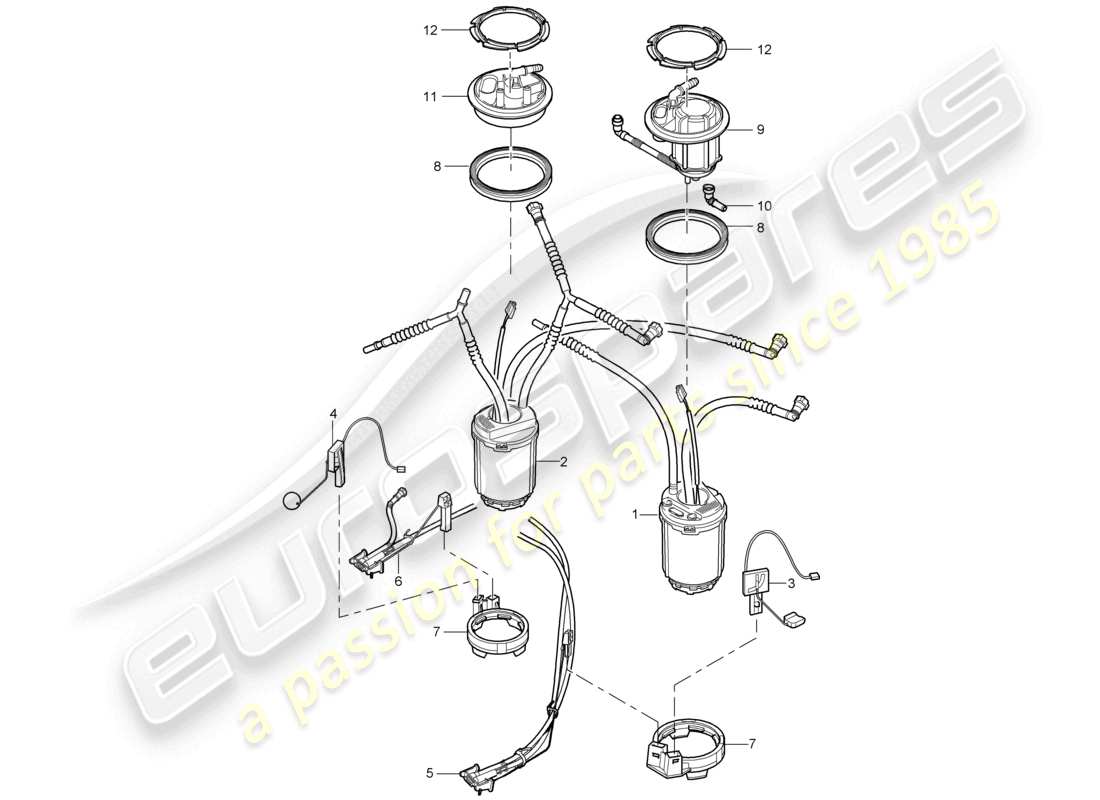 porsche 2010 (cayenne e1 9pa) fuel tank fuel pump suction jet pump parts diagram