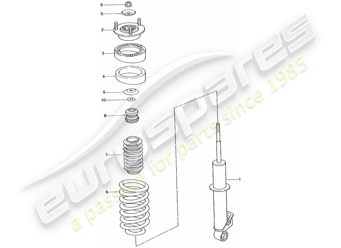 porsche 2002 (996 turbo / gt2) shock absorber - coil spring part diagram