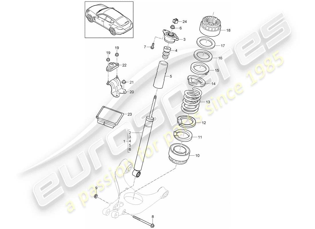 porsche 2012 (panamera 970) suspension suspension strut, complete part diagram
