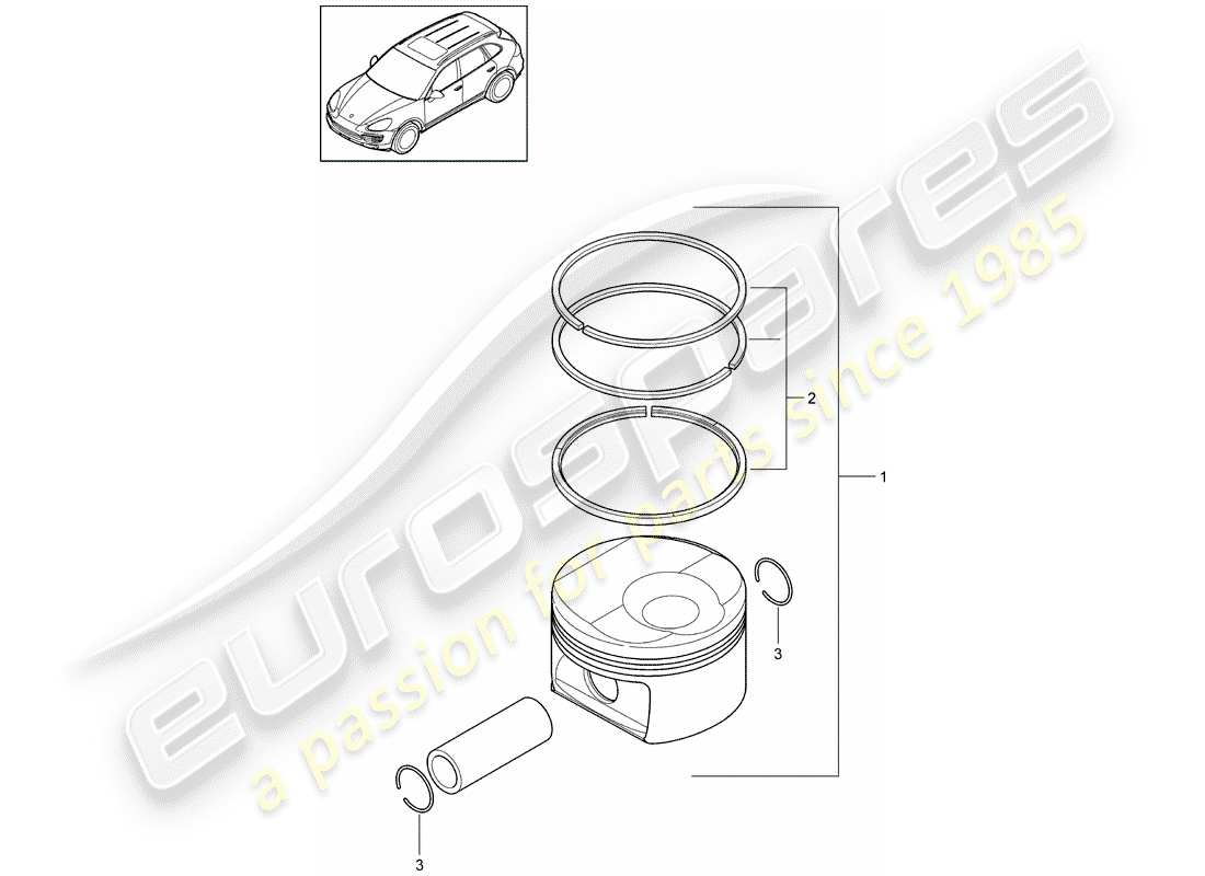 porsche 2016 (cayenne e2 92a) piston 1 set: piston rings part diagram