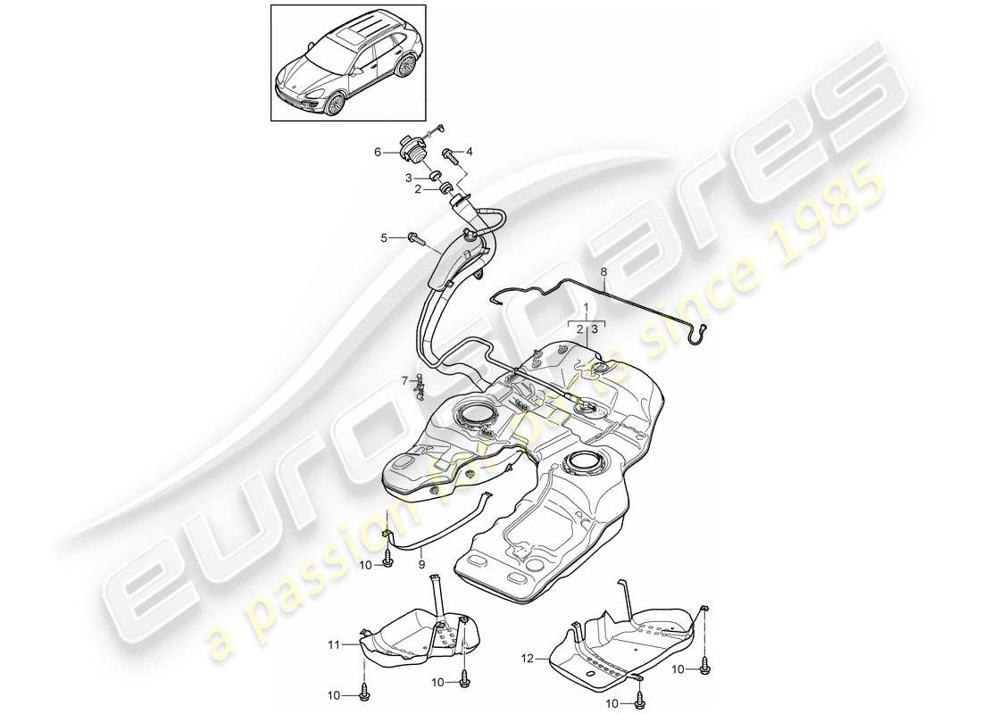porsche 2016 (cayenne e2 92a) fuel tank with: accessories part diagram