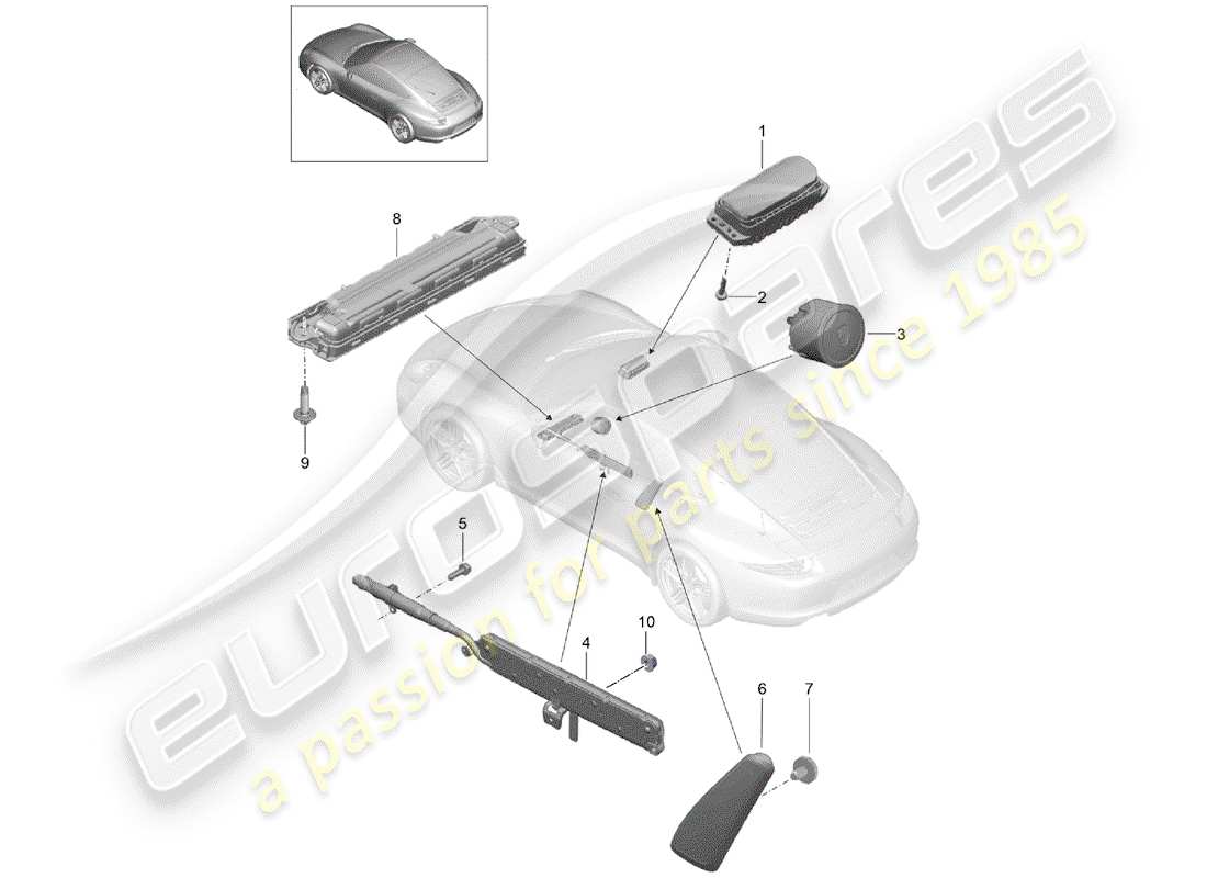 porsche 2016 (991-1) airbag parts diagram