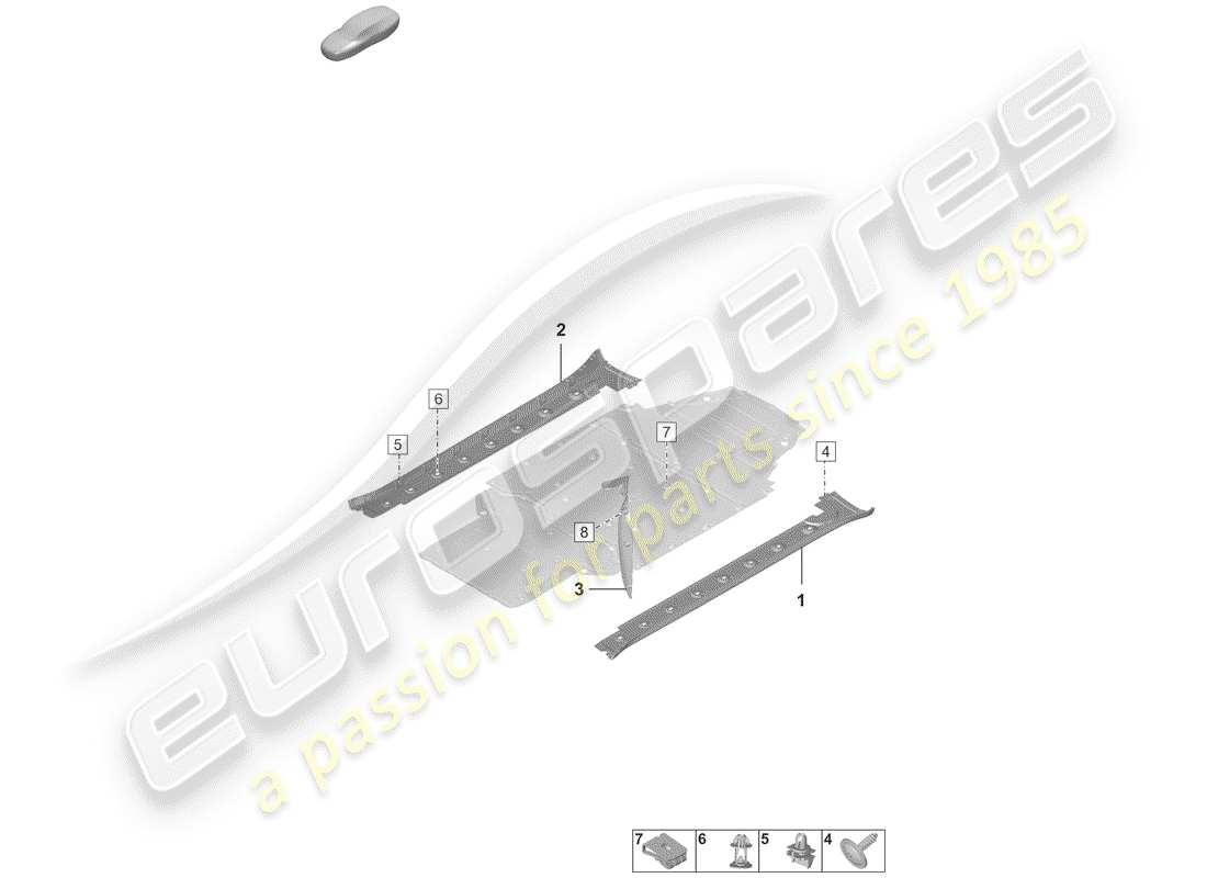 porsche 2020 (992-1) side member trim outer parts diagram