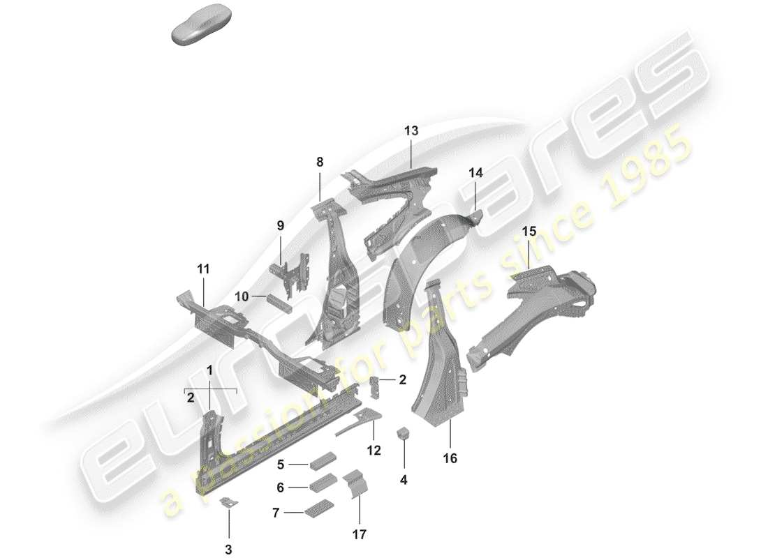 porsche 2020 (992-1) sill inner side part coupe parts diagram