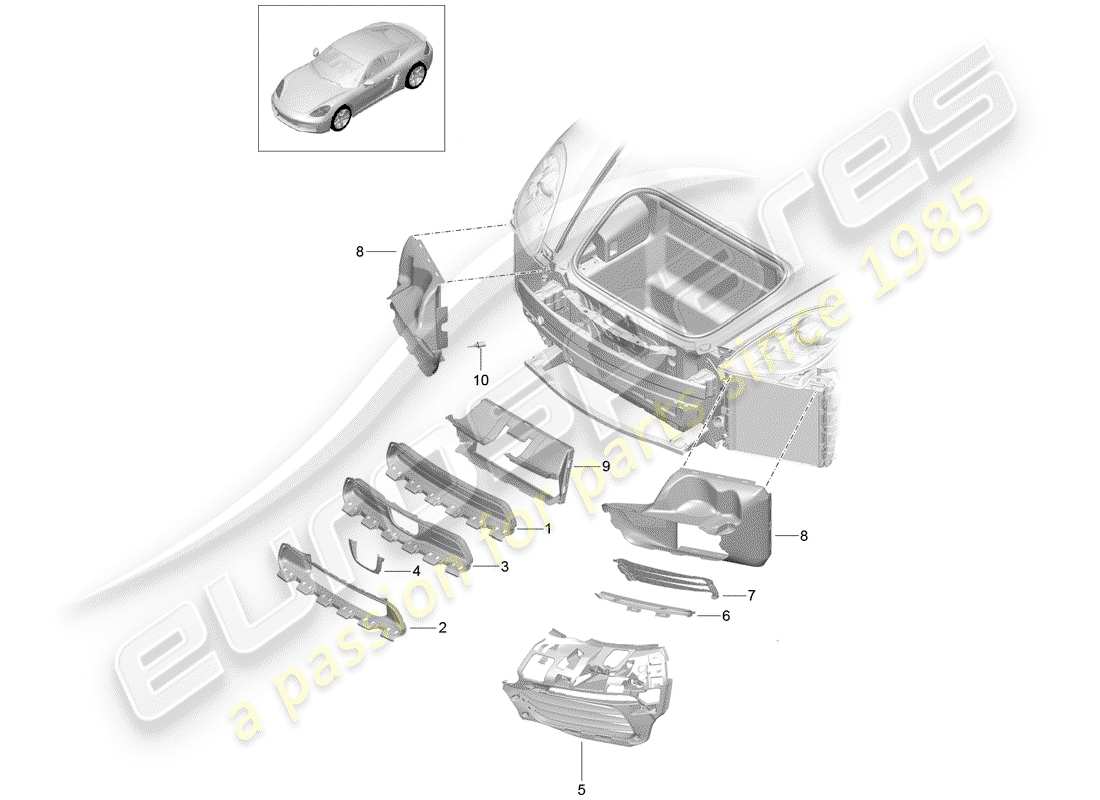 porsche 2017 (718 cayman) air guide front bumper part diagram