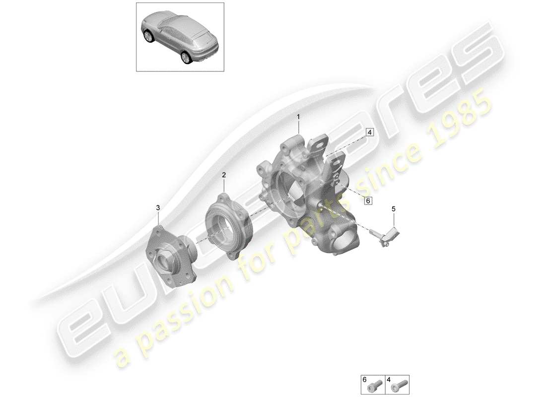 porsche 2020 (macan) wheel carrier wheel hub parts diagram
