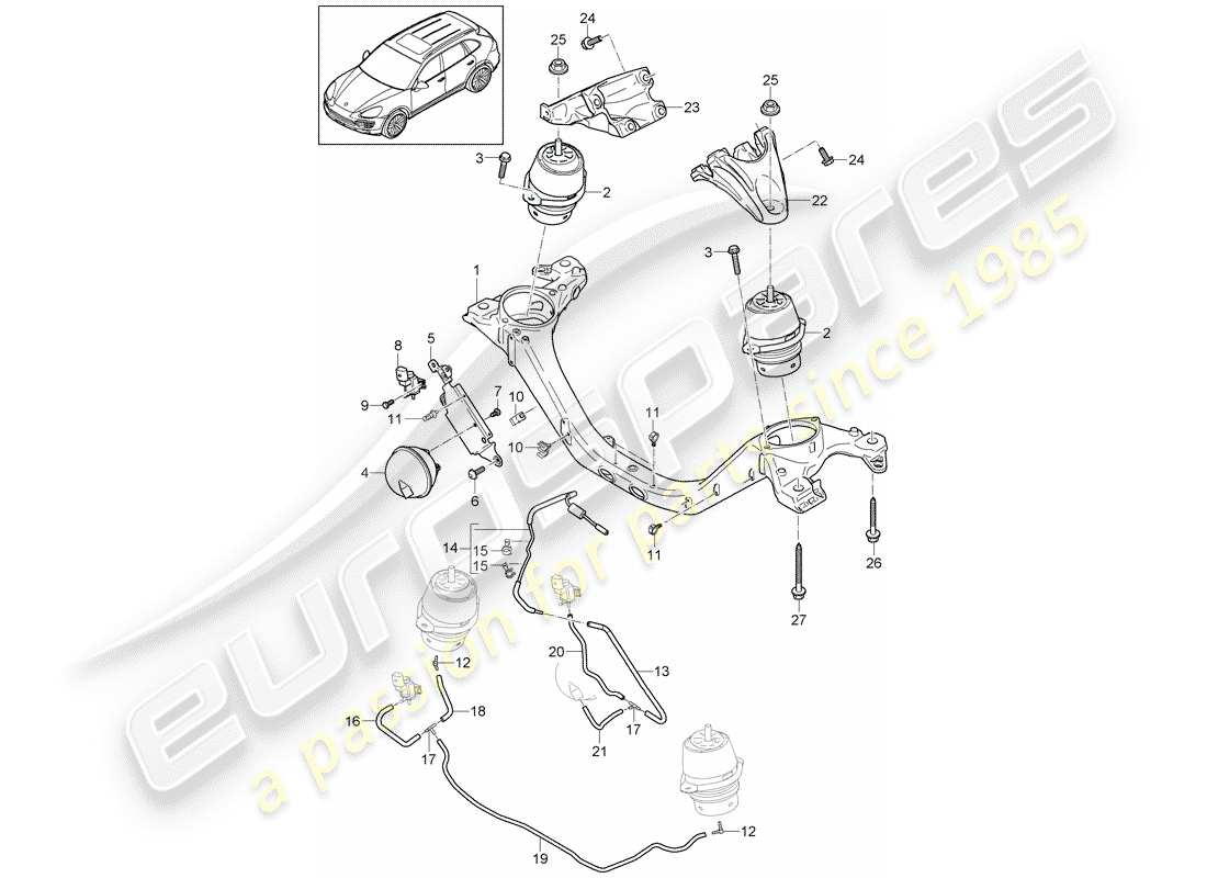 porsche 2013 (cayenne e2 92a) engine lifting tackle lower part diagram
