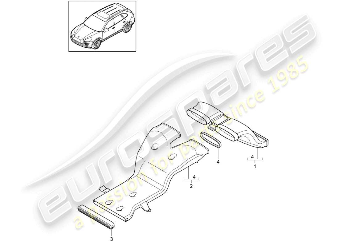porsche 2013 (cayenne e2 92a) air guide for vehicles with hybrid drive battery d >>- mj 2014 part diagram