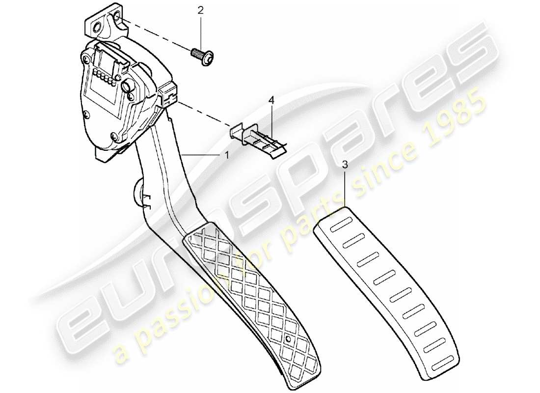 porsche 2006 (cayenne e1 9pa) brake and accel. lever mech. throttle control part diagram