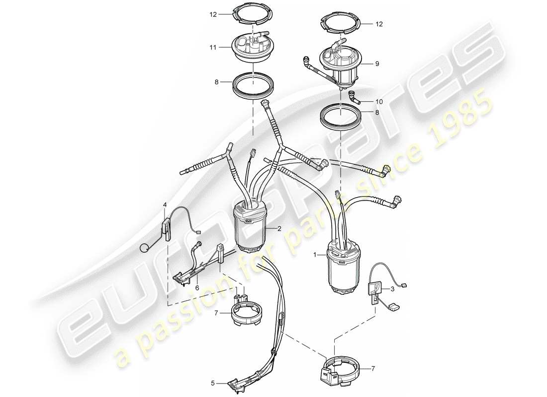 porsche 2008 (cayenne e1 9pa) fuel tank fuel pump suction jet pump part diagram