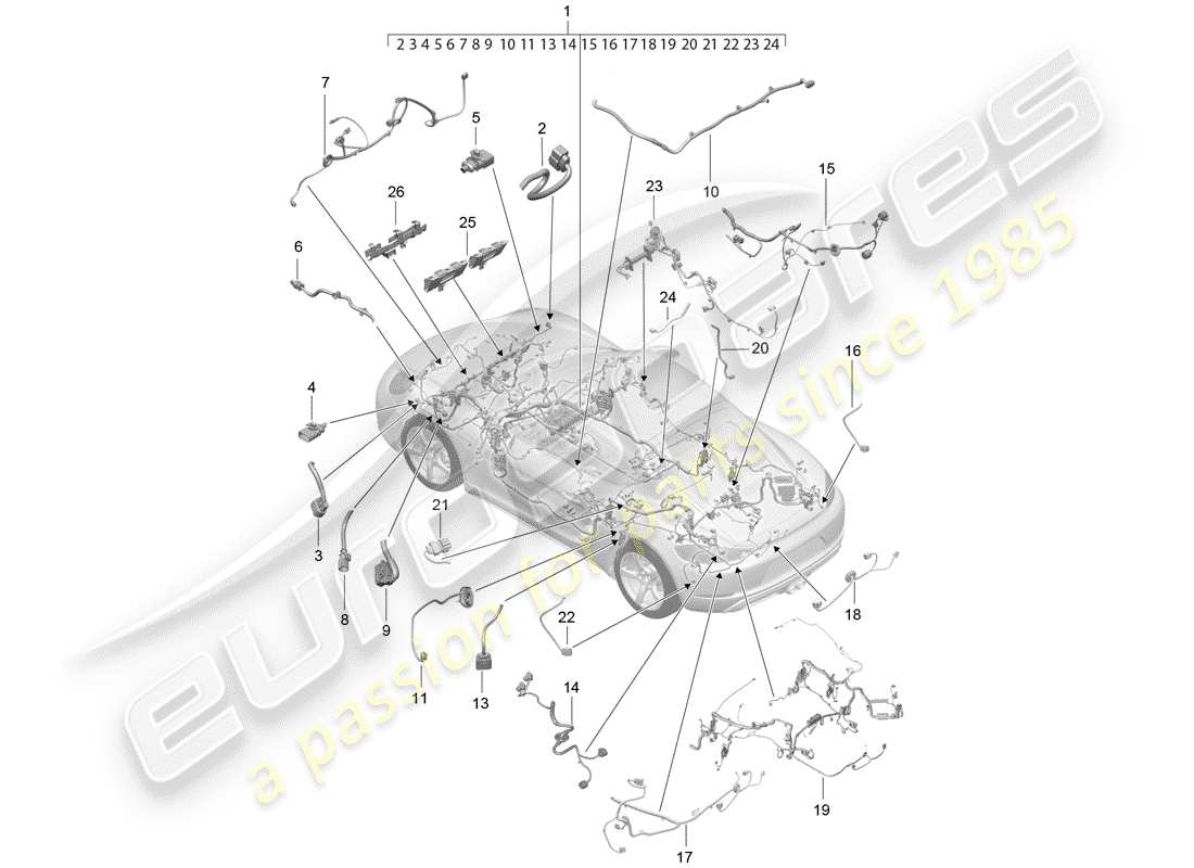 porsche 2018 (718 cayman) wiring looms passenger compartment and part section wiring harness part diagram