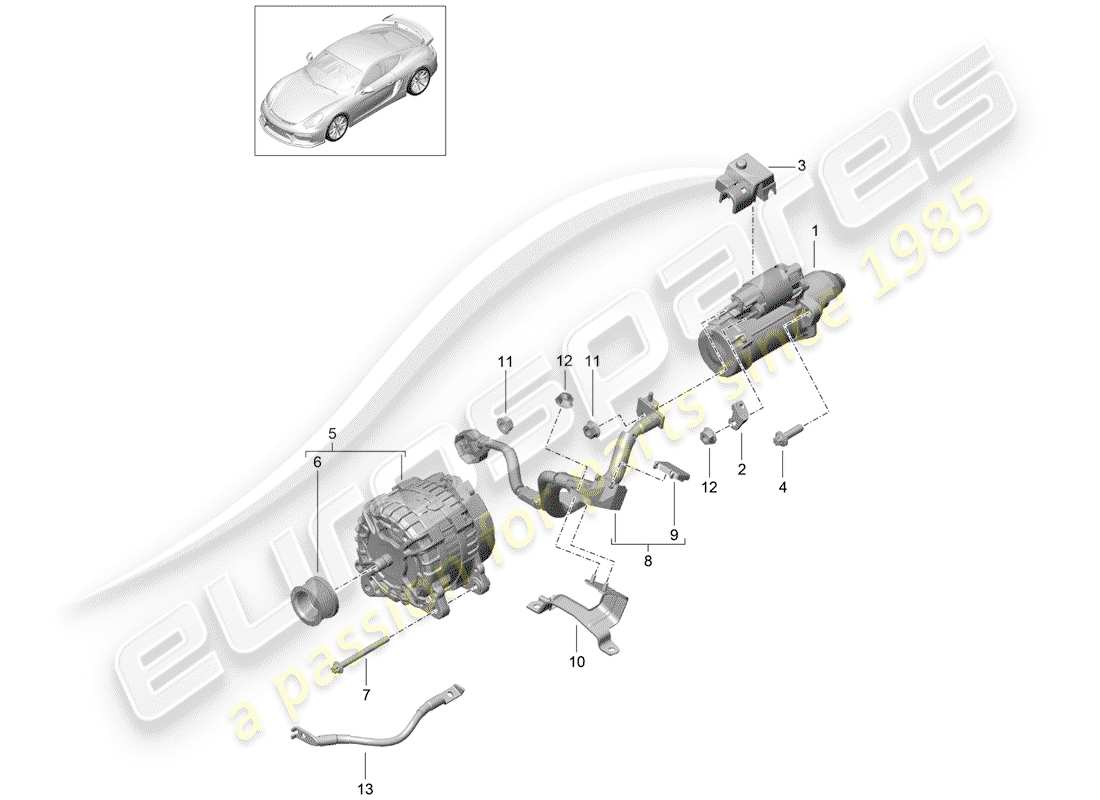 porsche 2016 (981 cayman gt4) starter alternator earth line part diagram