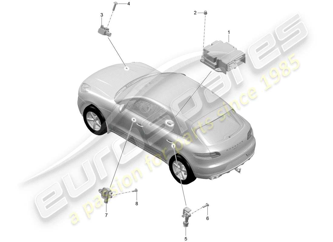 porsche 2014 (macan) control unit crash sensor for airbag airbag parts diagram