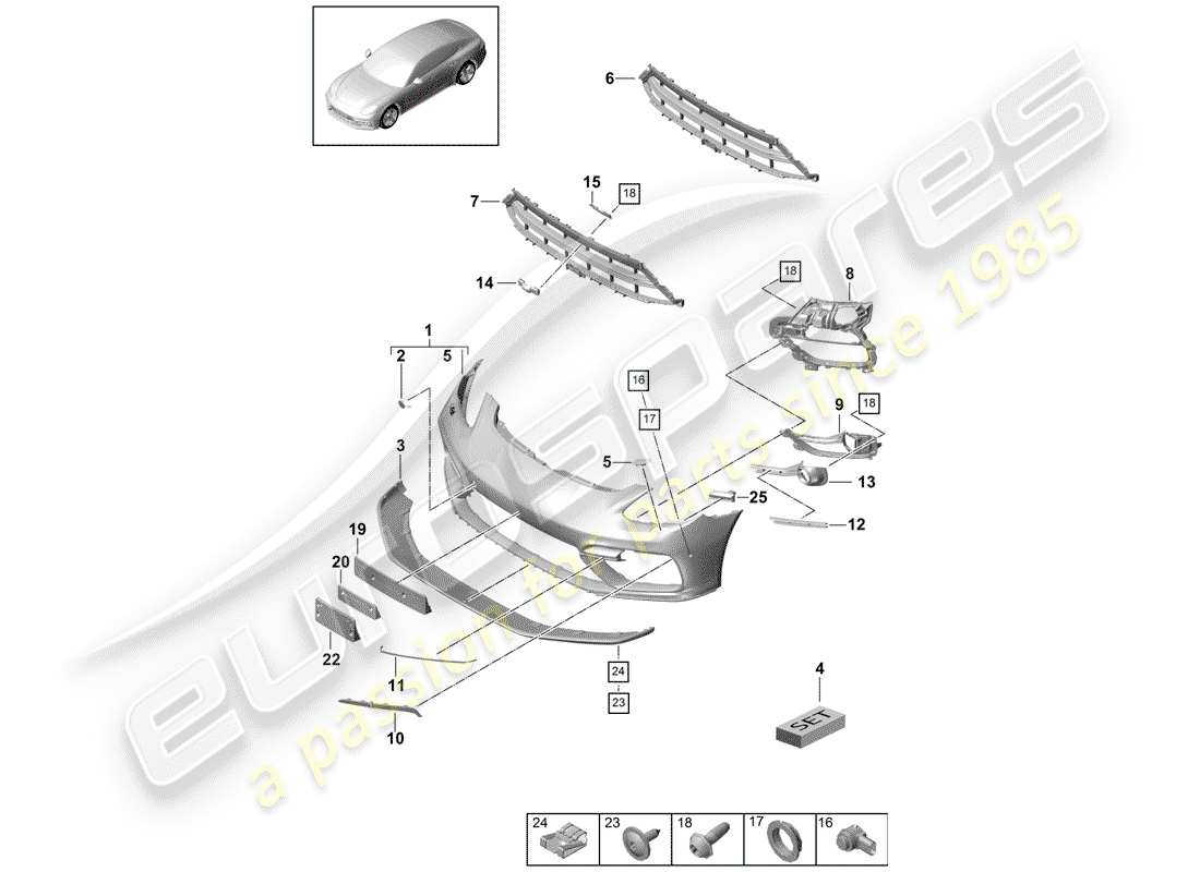 porsche 2019 (panamera 971-1) bumper front gts part diagram
