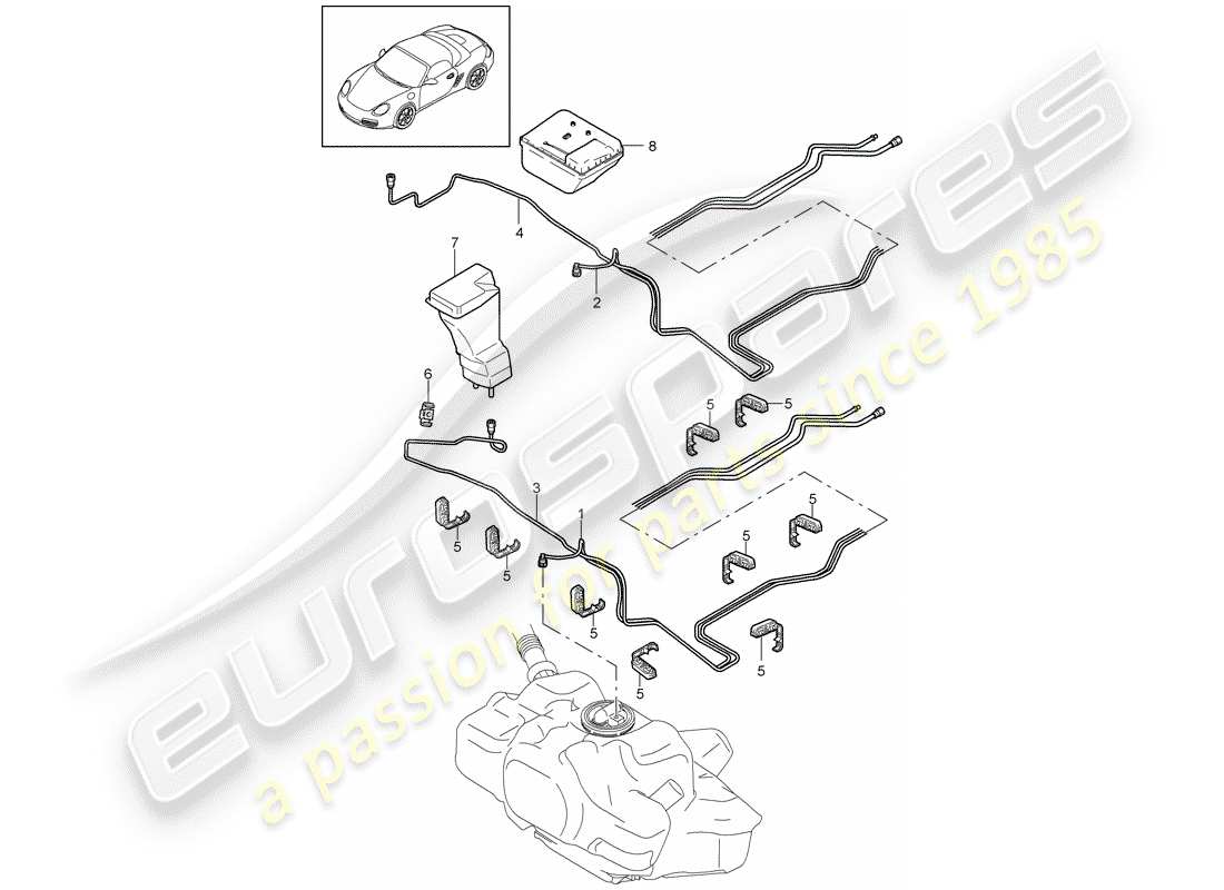 porsche 2010 (987 boxster) fuel system parts diagram
