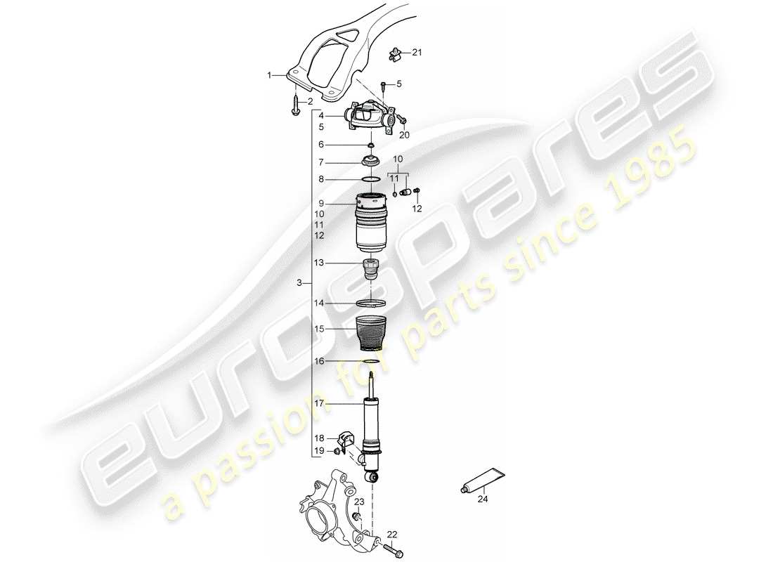 porsche 2006 (cayenne e1 9pa) shock absorbers cross member suspension strut complete part diagram