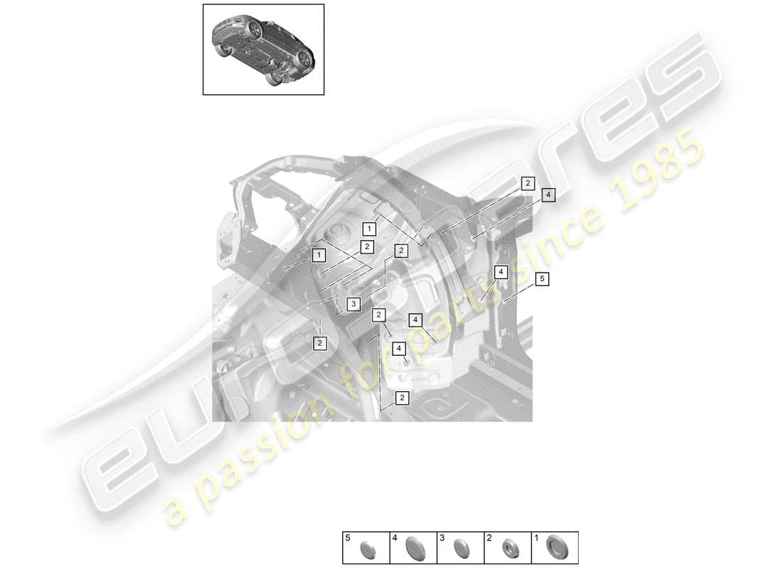porsche 2019 (macan) bungs front end wheel housing part diagram