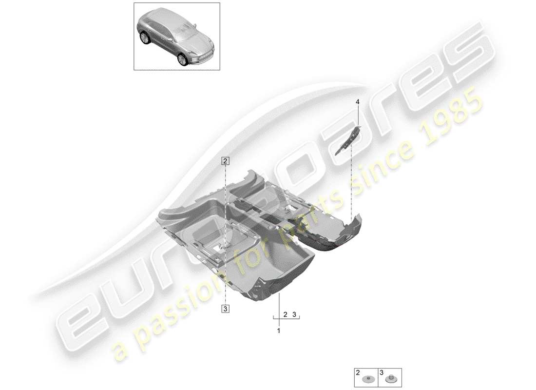 porsche 2019 (macan) flooring part diagram