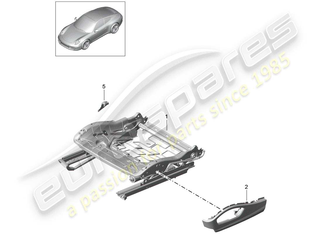 porsche 2016 (991-1) seat frame sports seat accessories parts diagram