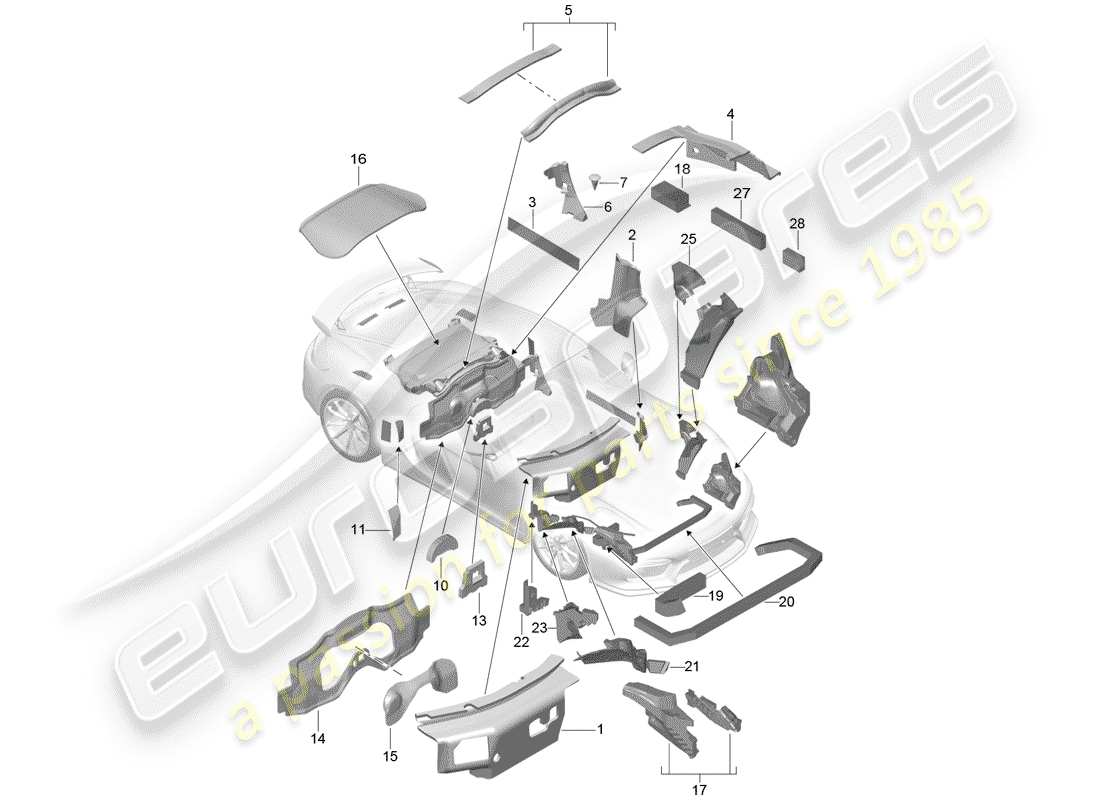 porsche 2016 (981 cayman gt4) body damping part diagram