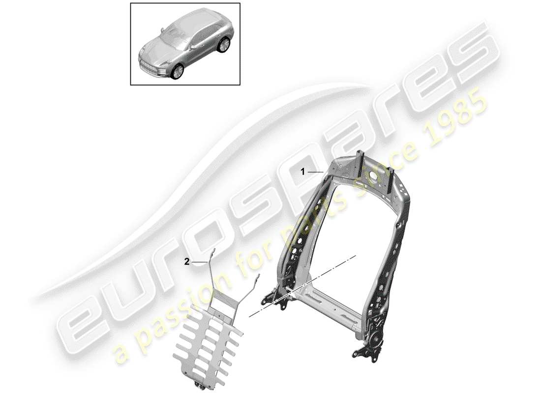 porsche 2020 (macan) backrest frame accessories sundry standard seat parts diagram